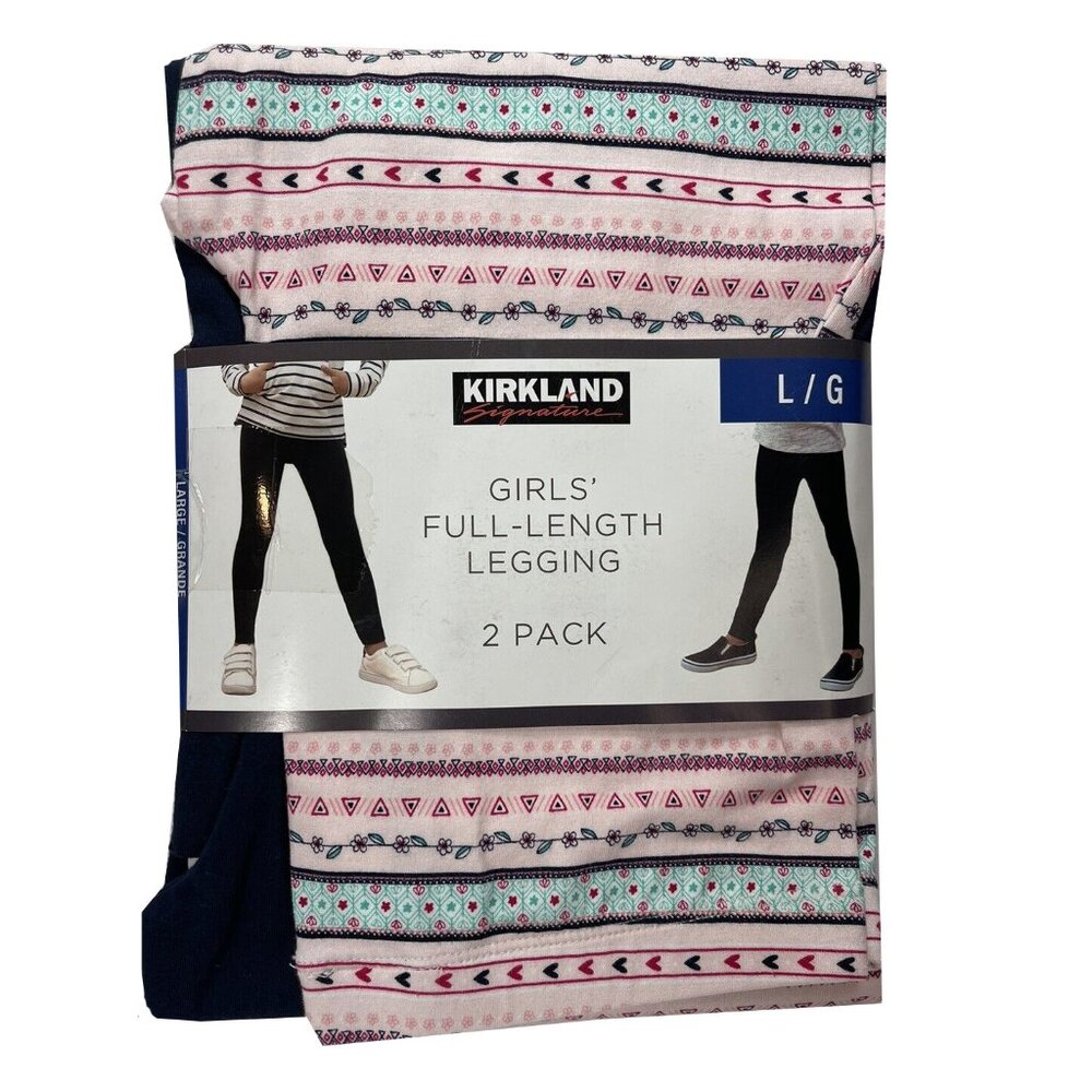 Kirkland Signature Girls' Full-Length Leggings, 2-Pack NWT